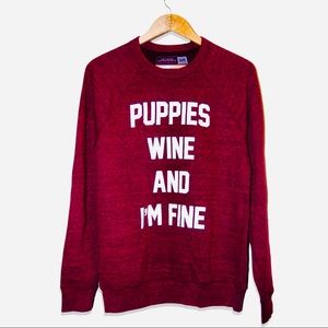 Puppies & Wine Crew Neck Oversized Sweatshirt